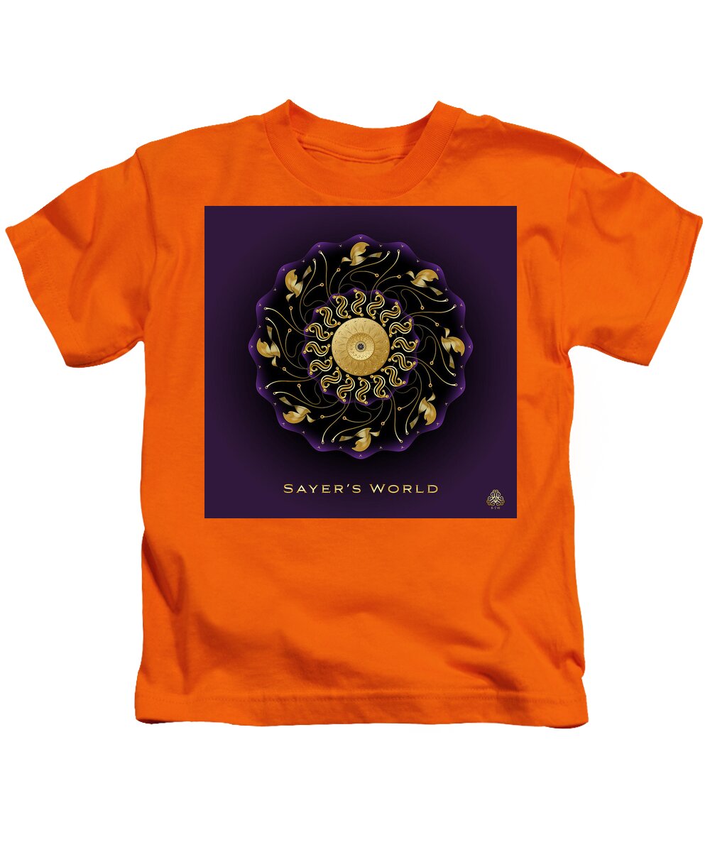 Mandala Kids T-Shirt featuring the digital art Sayer's World Ornativo Vero Circulus No 4144 by Alan Bennington