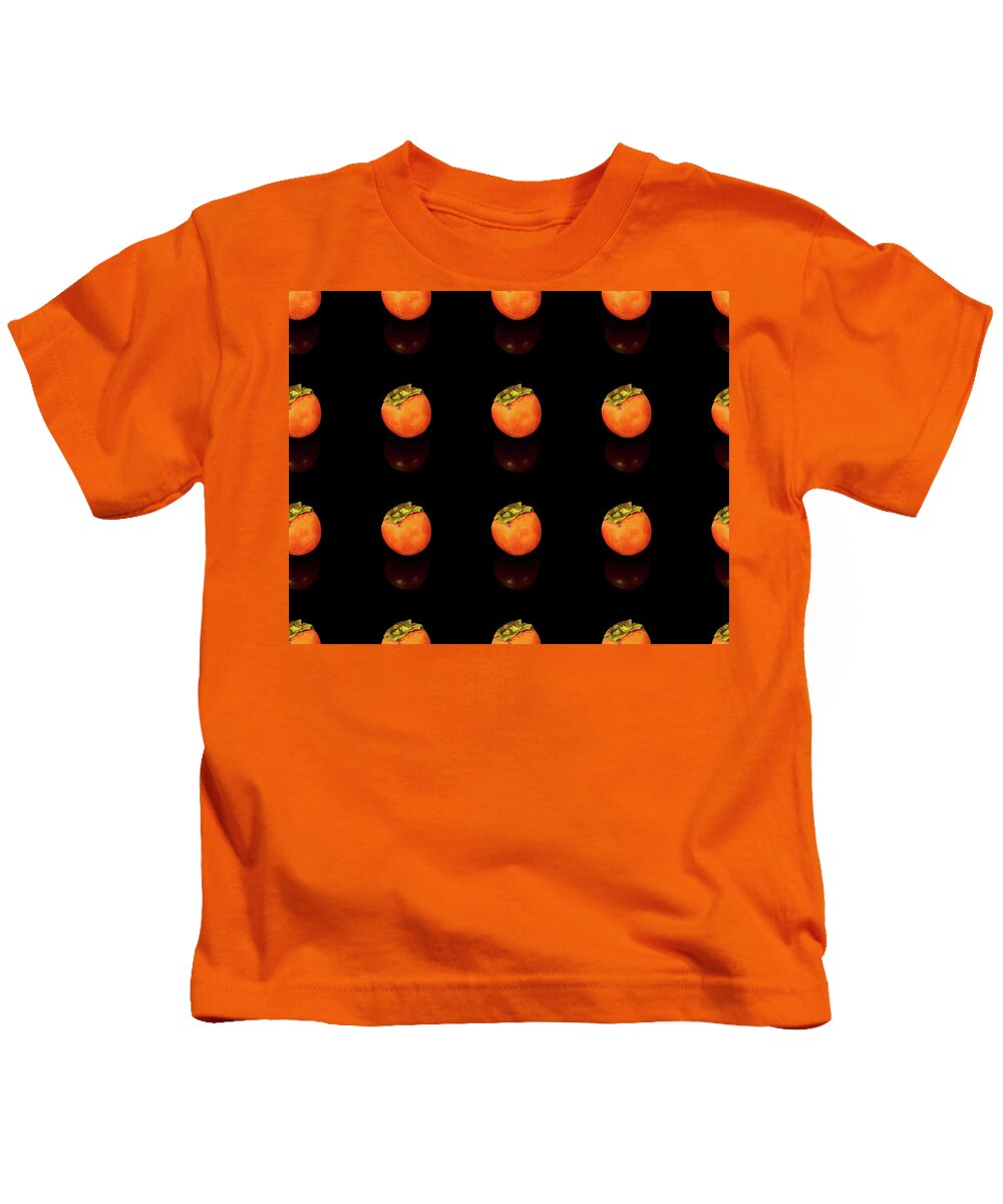 Seamless Kids T-Shirt featuring the photograph Seamless persimmon fruit pattern by Fabiano Di Paolo
