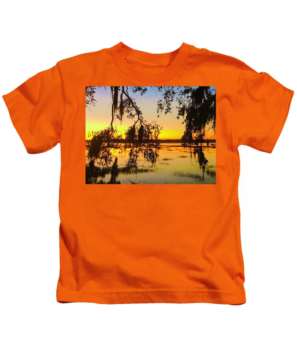 Landscape Kids T-Shirt featuring the photograph Spanish Moss Sunrise by Michael Stothard