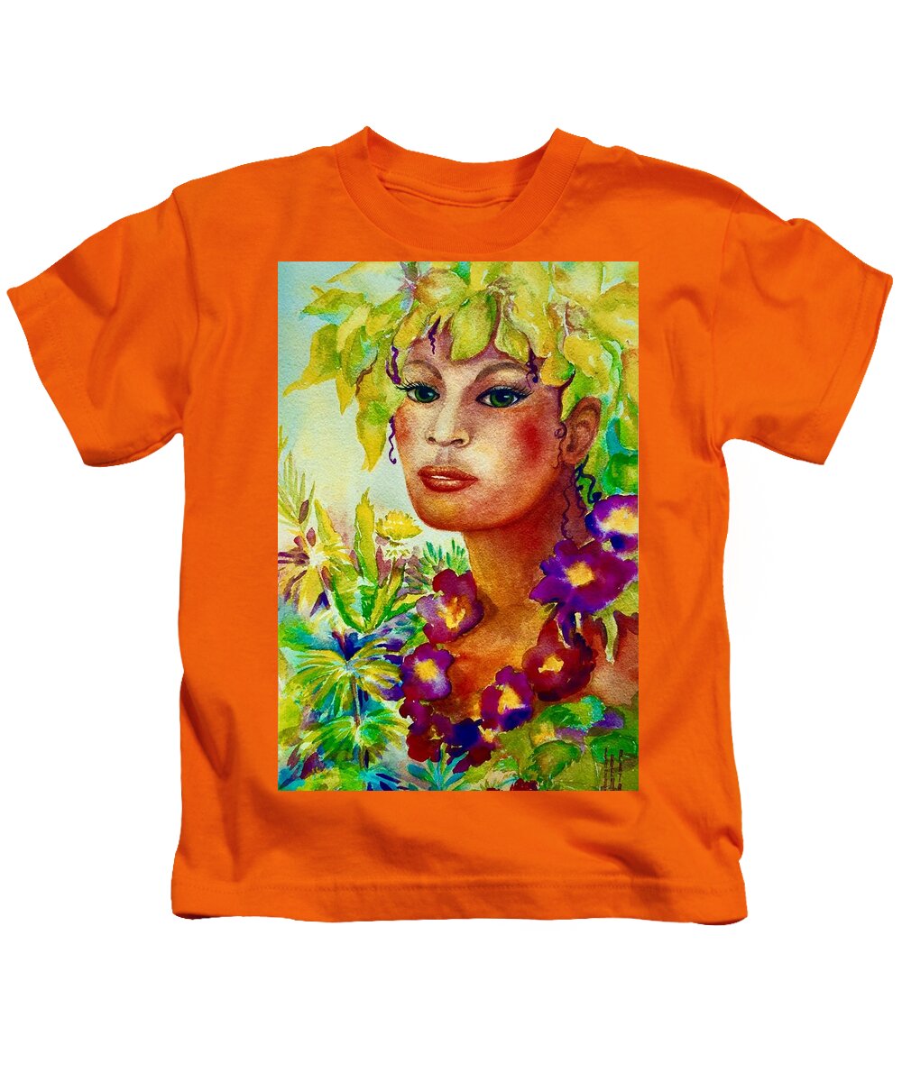 Goddess Series Kids T-Shirt featuring the painting Spring Goddess by Caroline Patrick