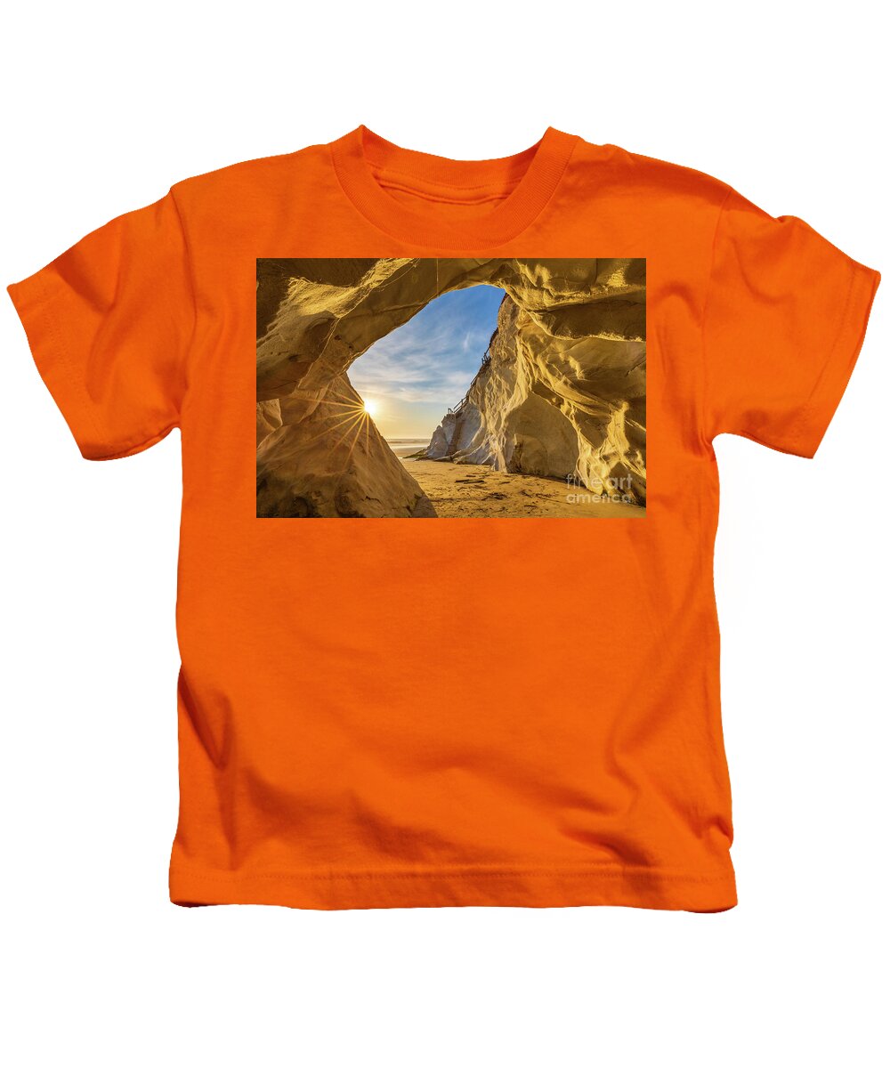 Pismo Kids T-Shirt featuring the photograph Sun on the Edge of the Sea Cave by Mimi Ditchie