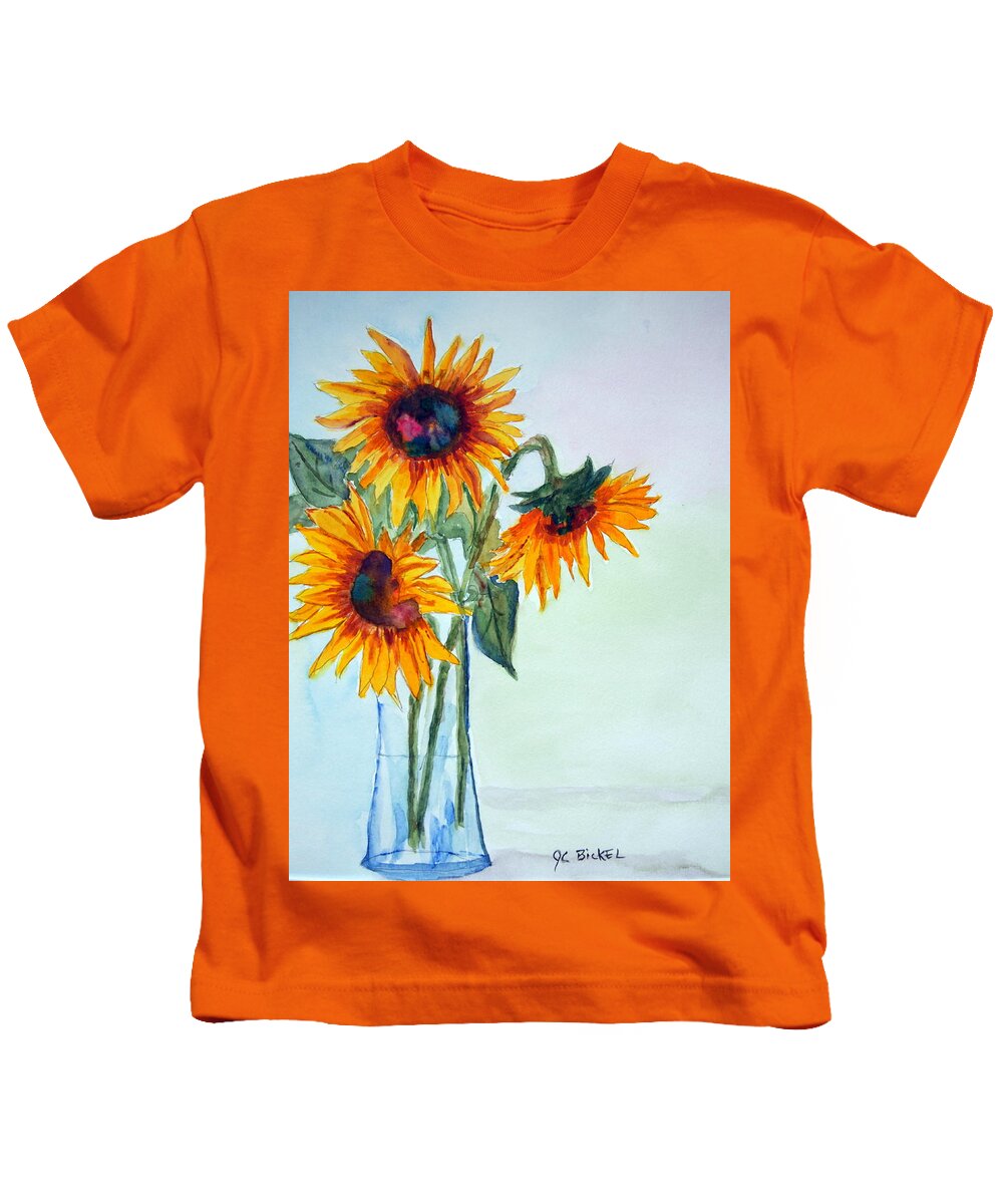 Flowers Kids T-Shirt featuring the painting Sunflowers by Jacquelin Bickel
