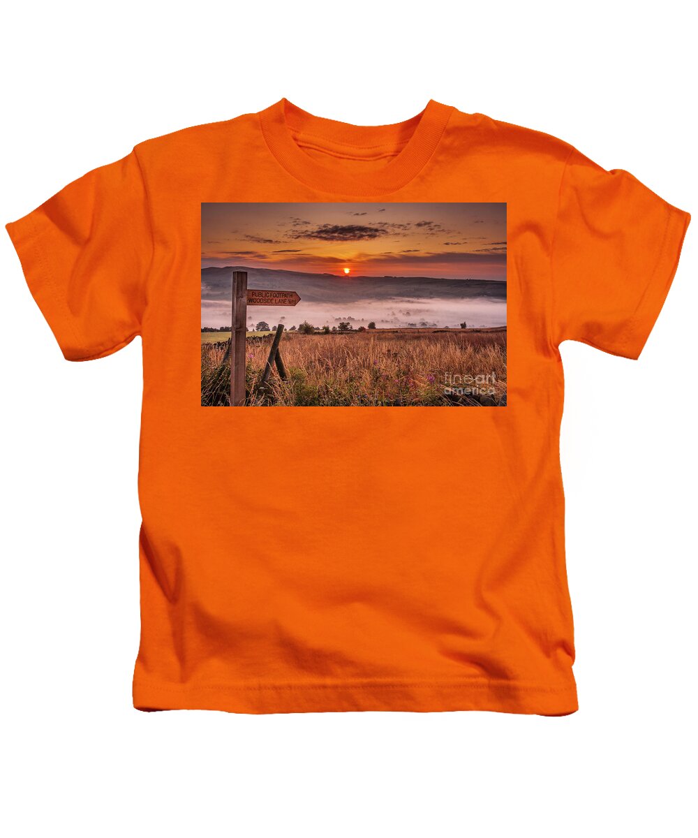 Sunrise Kids T-Shirt featuring the photograph Sunrise Over The Aire Valley, Cononley by Tom Holmes Photography