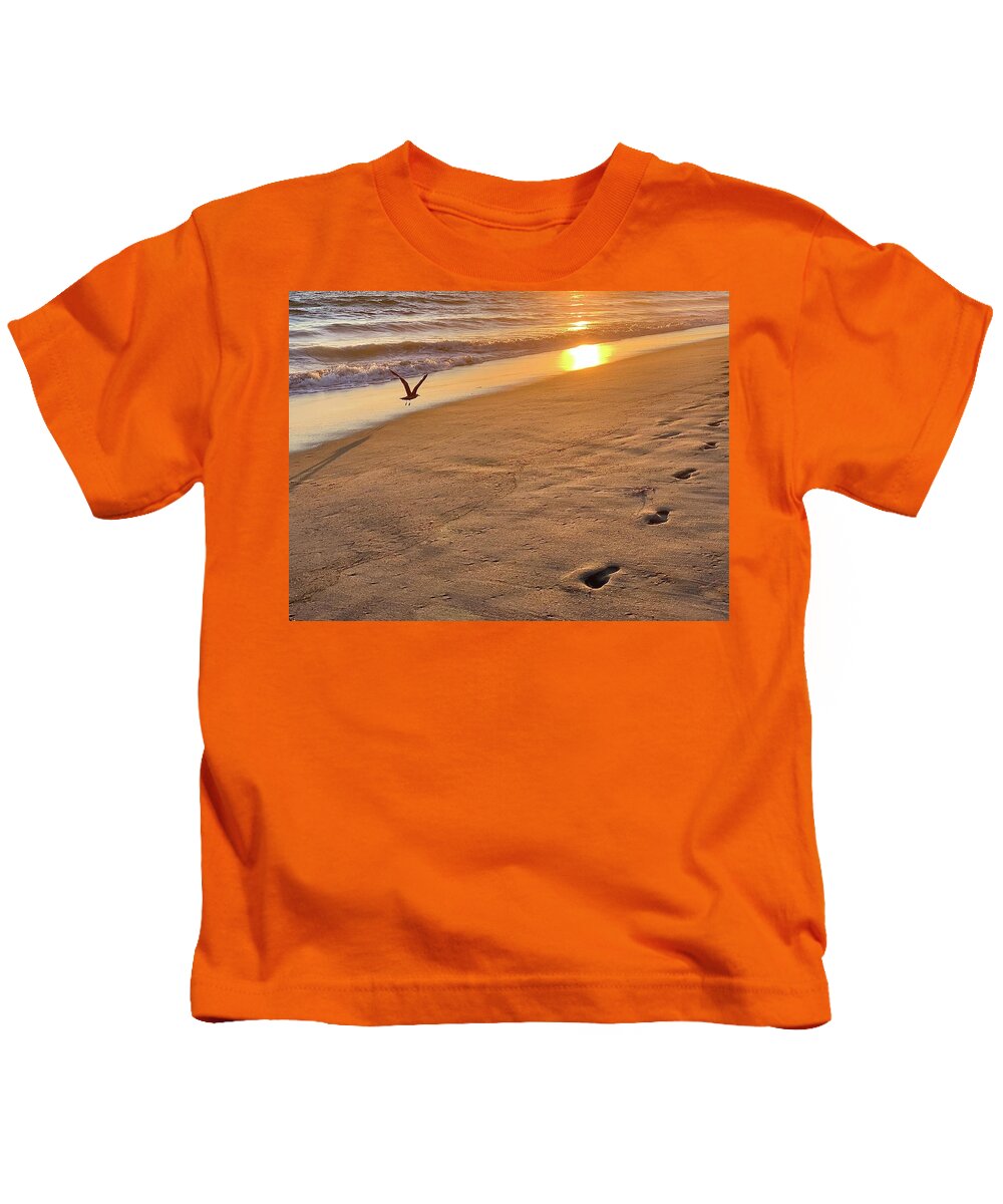 Sunset Kids T-Shirt featuring the photograph Sunset Seagull by Brian Eberly