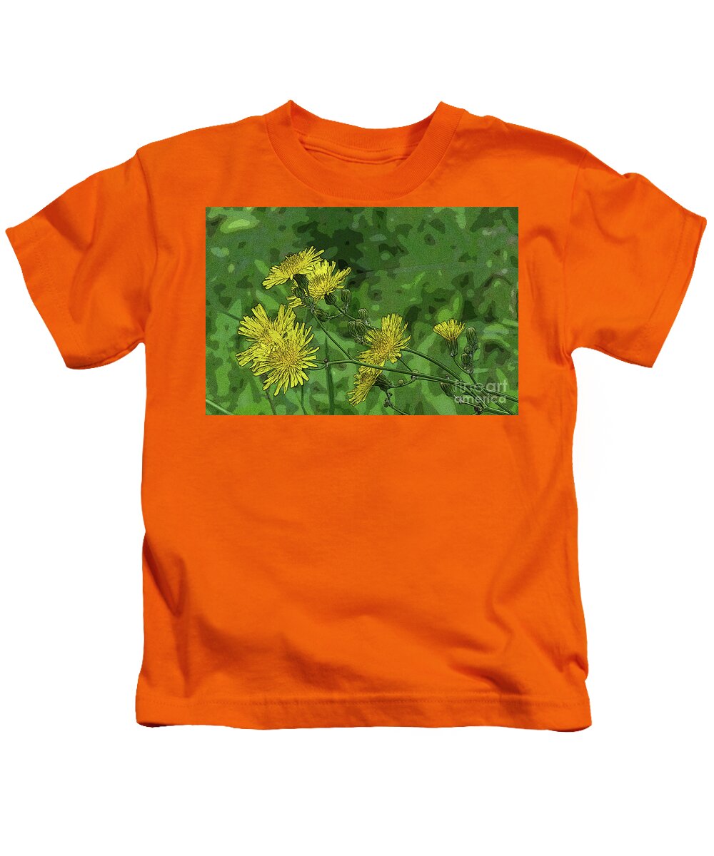Canada Kids T-Shirt featuring the digital art Swaying Dandelions by Mary Mikawoz