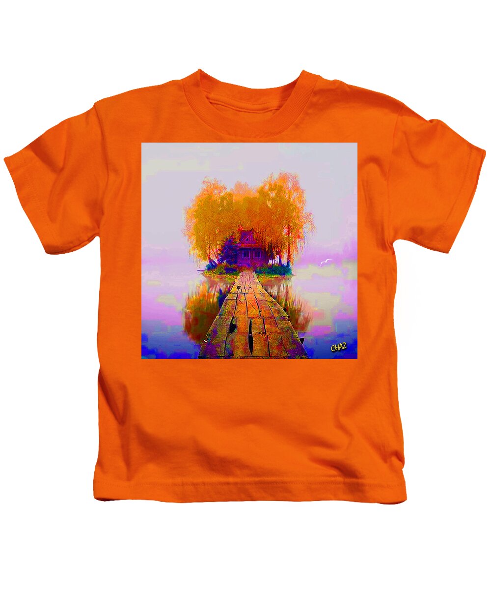 Lake Kids T-Shirt featuring the digital art The Boardwalk by CHAZ Daugherty