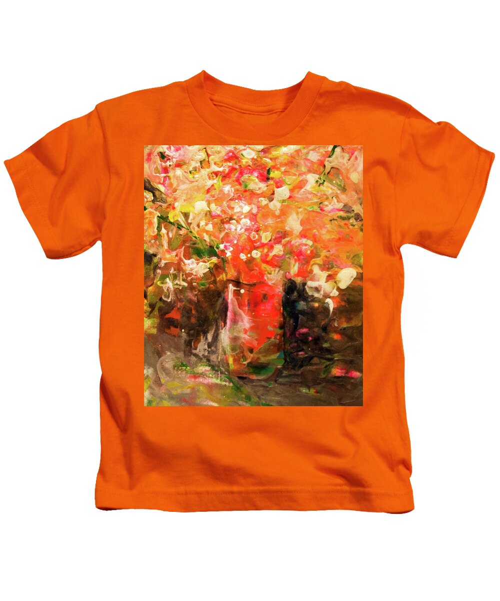 Encaustic Kids T-Shirt featuring the painting The Orange Glass Vase by Lee Beuther
