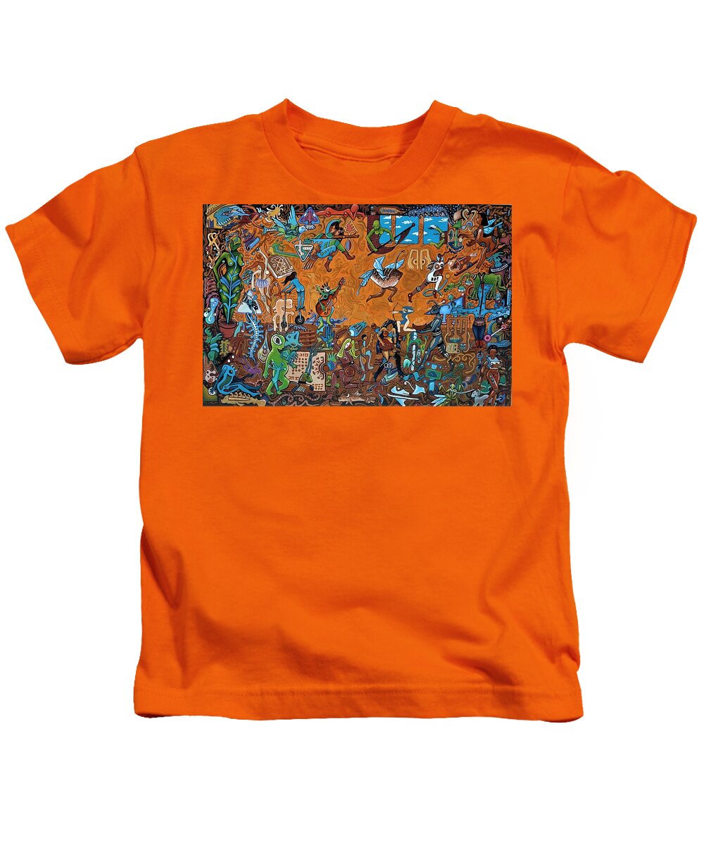 Imaginations Kids T-Shirt featuring the painting THE IMAGINARIUM--The Junk drawer of the Imagination. by James RODERICK