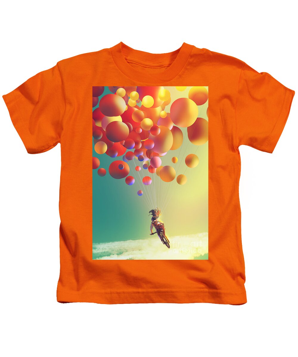 Acrylic Kids T-Shirt featuring the painting The Sky Traveller by Tithi Luadthong