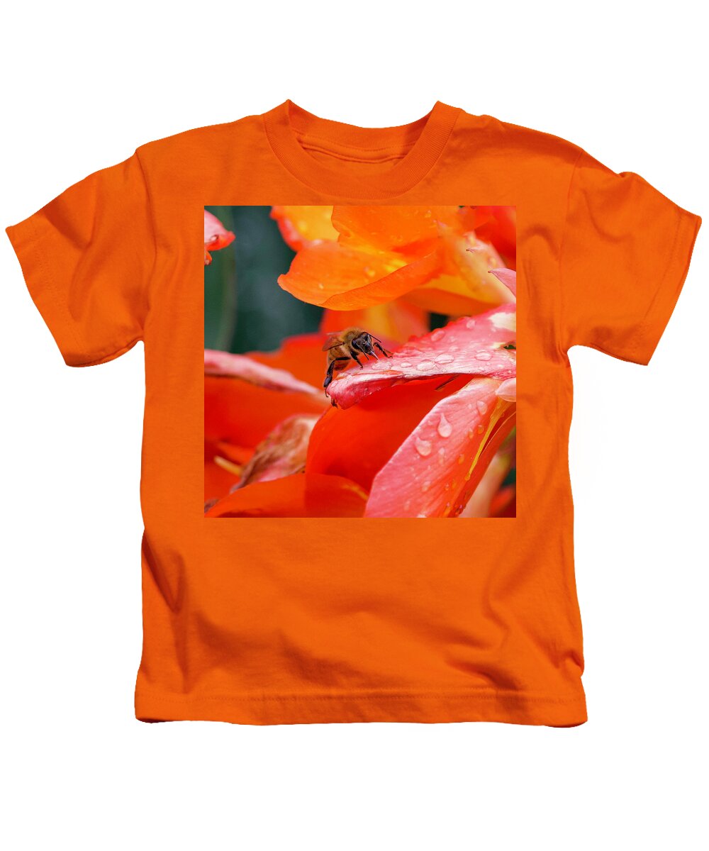 Bee Kids T-Shirt featuring the photograph Thirsty Bee by Shirley Dutchkowski