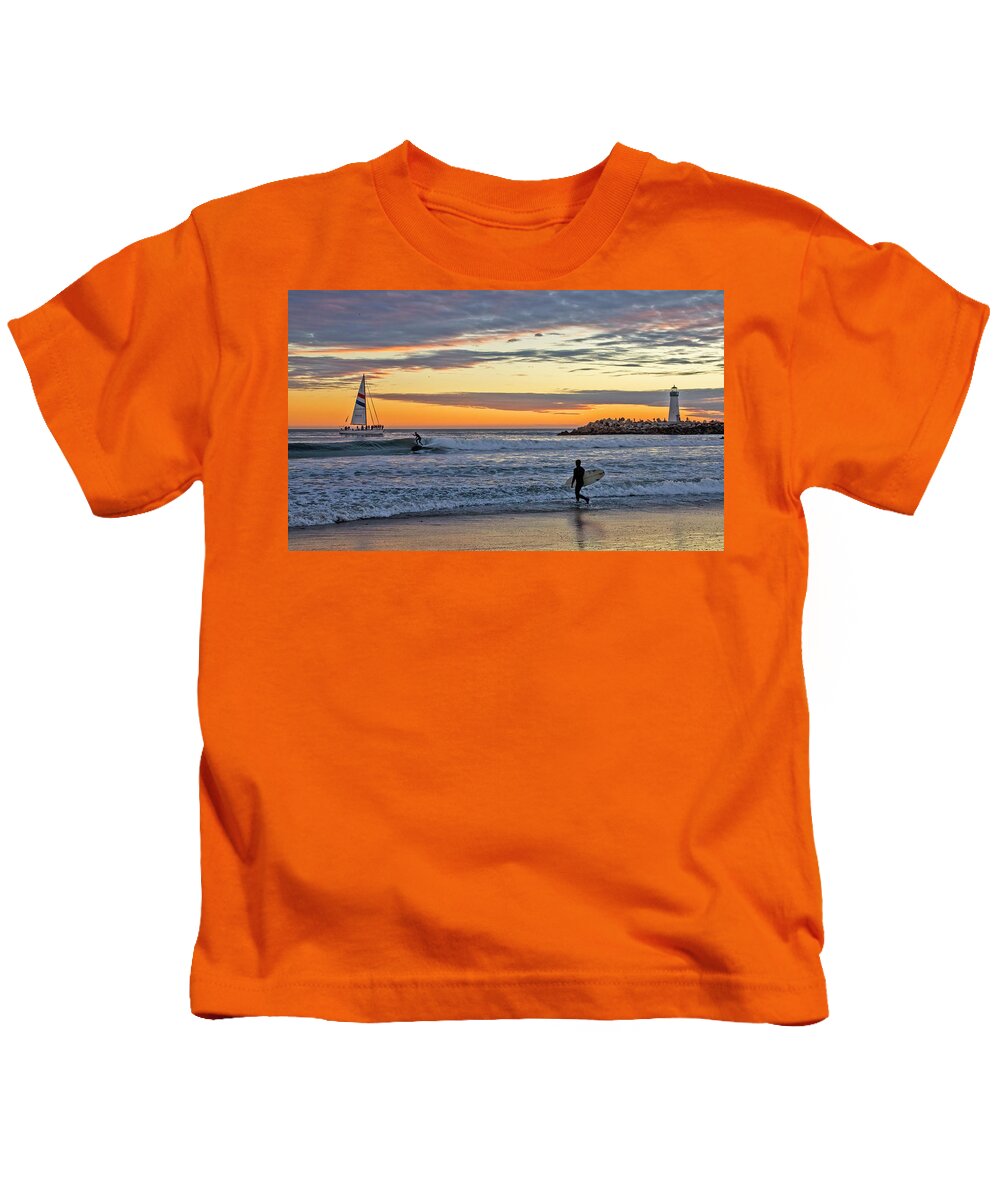 Walton Light House Kids T-Shirt featuring the photograph Twin Lakes Beach Sunset #1 by Carla Brennan