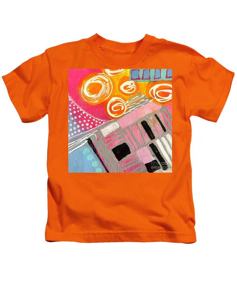 Abstract Kids T-Shirt featuring the painting Untitled Mini Abstract 5 by Cheryl Rhodes