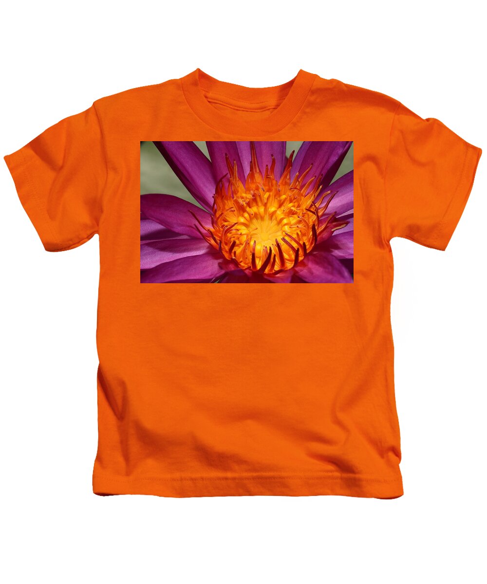 Water Lily Kids T-Shirt featuring the photograph Water Lily on Fire by Mingming Jiang