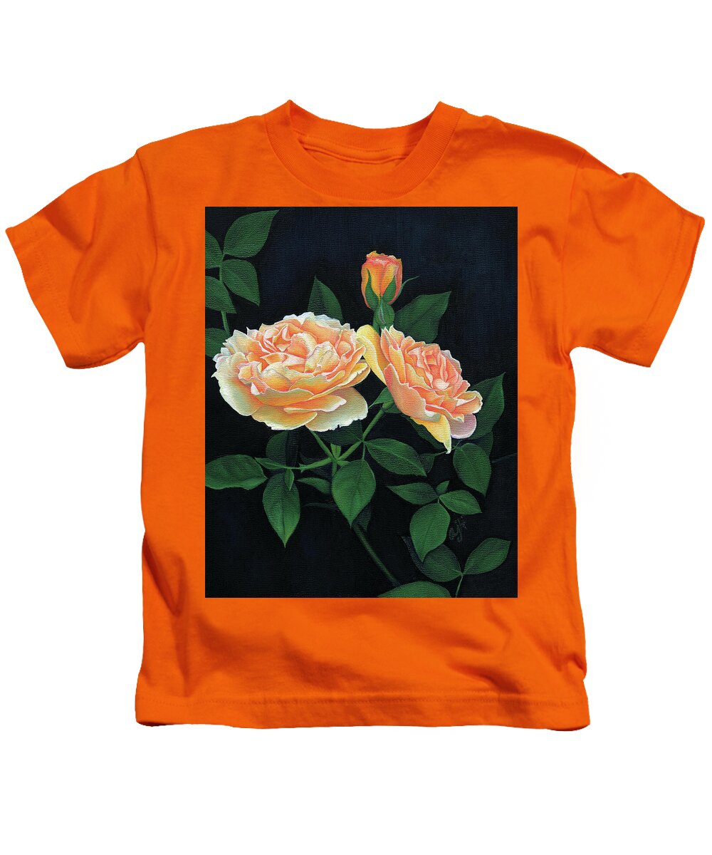Roses Kids T-Shirt featuring the painting Yellow Roses by Ausa Julia Hylton