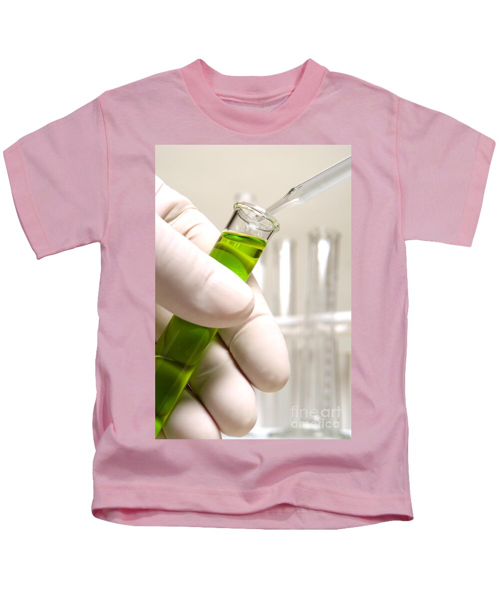 Test Kids T-Shirt featuring the photograph Laboratory Test Tube in Science Research Lab by Science Research Lab By Olivier Le Queinec