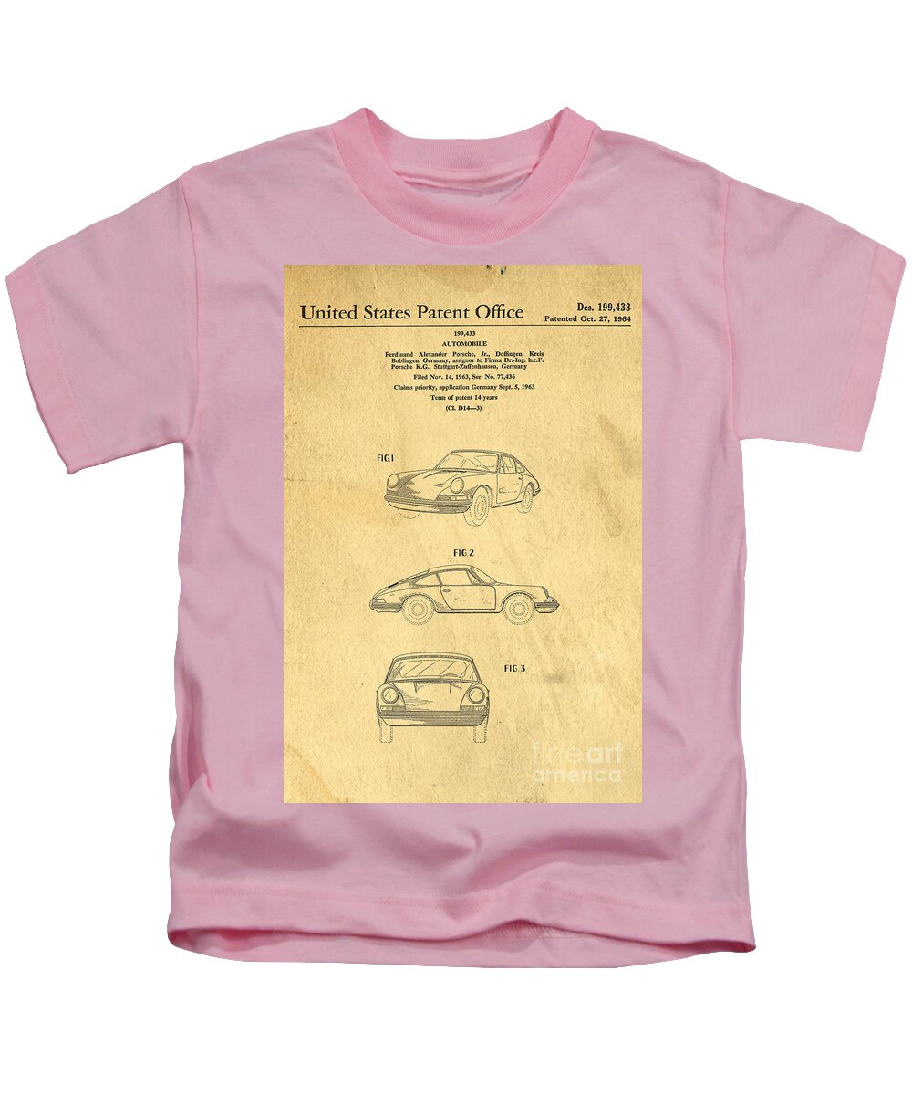 Porsche Kids T-Shirt featuring the digital art Porsche 911 Carrera 1964 Patent Art #2 by Edward Fielding