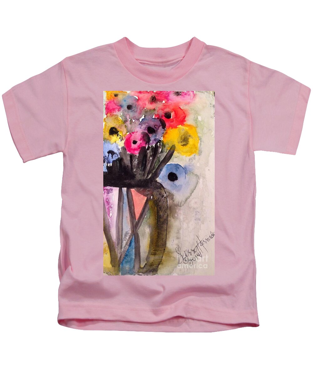 Floral Kids T-Shirt featuring the painting Series My Valentine #1 by Sherry Harradence