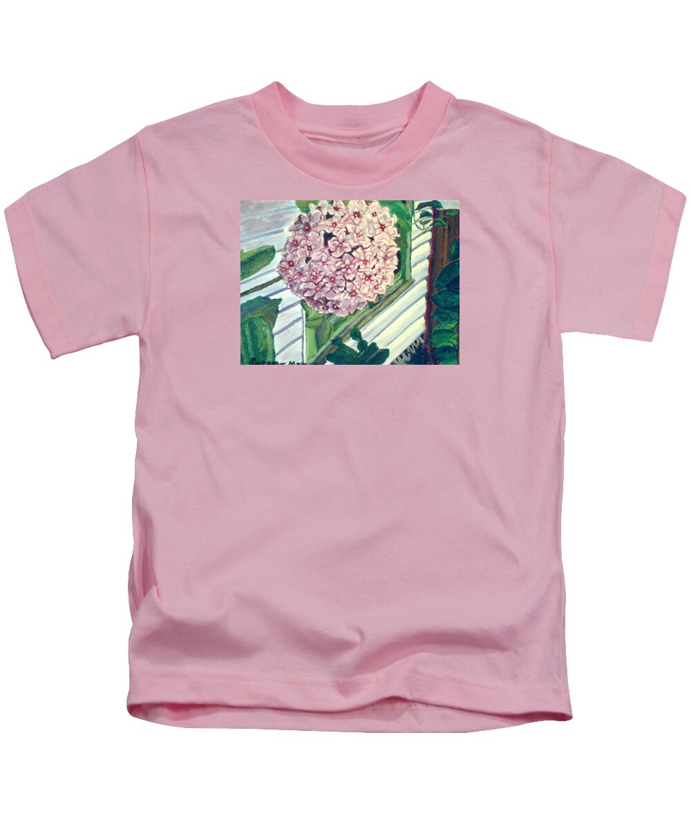 Flower Kids T-Shirt featuring the painting 10th Street Cafe by Suzanne Berthier