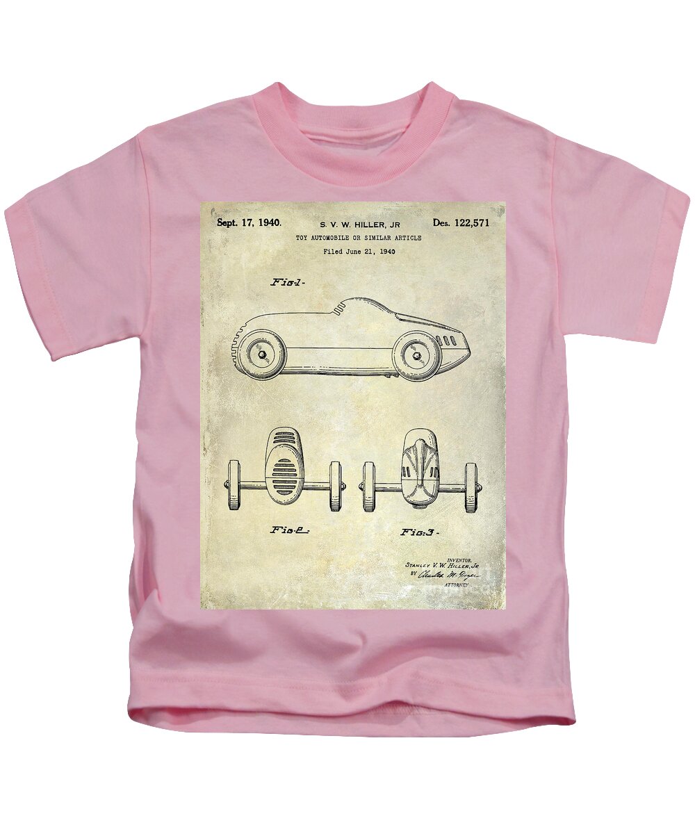 1940 Toy Car Patent Drawing Kids T-Shirt featuring the photograph 1940 Toy Car Patent Drawing by Jon Neidert