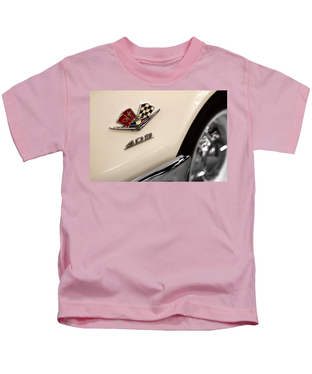 1962 Kids T-Shirt featuring the photograph 1962 Chevy Bel Air 409 Emblem by Ron Pate