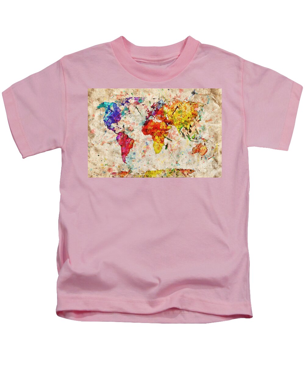 Map Kids T-Shirt featuring the photograph Vintage world map #2 by Michal Bednarek