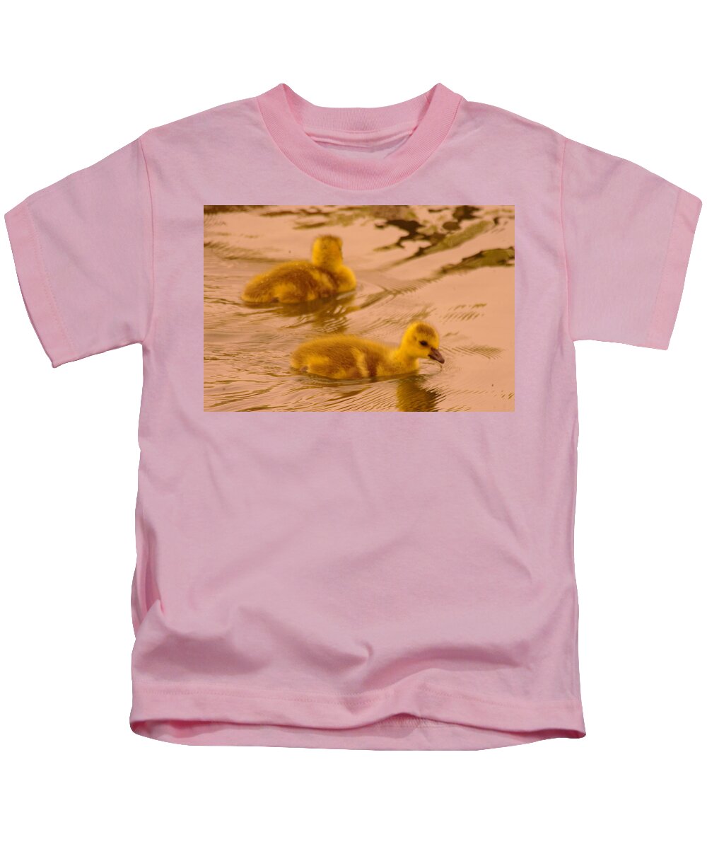 Gosling Kids T-Shirt featuring the photograph Goslings #3 by Jeff Swan
