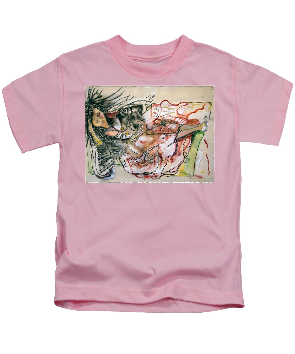 Art Kids T-Shirt featuring the painting After The Party by Jack Diamond