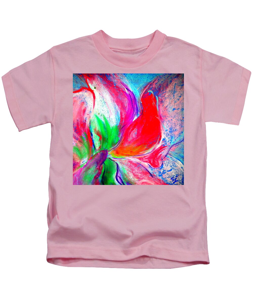 Amaryllis Kids T-Shirt featuring the painting Funky Amaryllis lily by Sue Jacobi