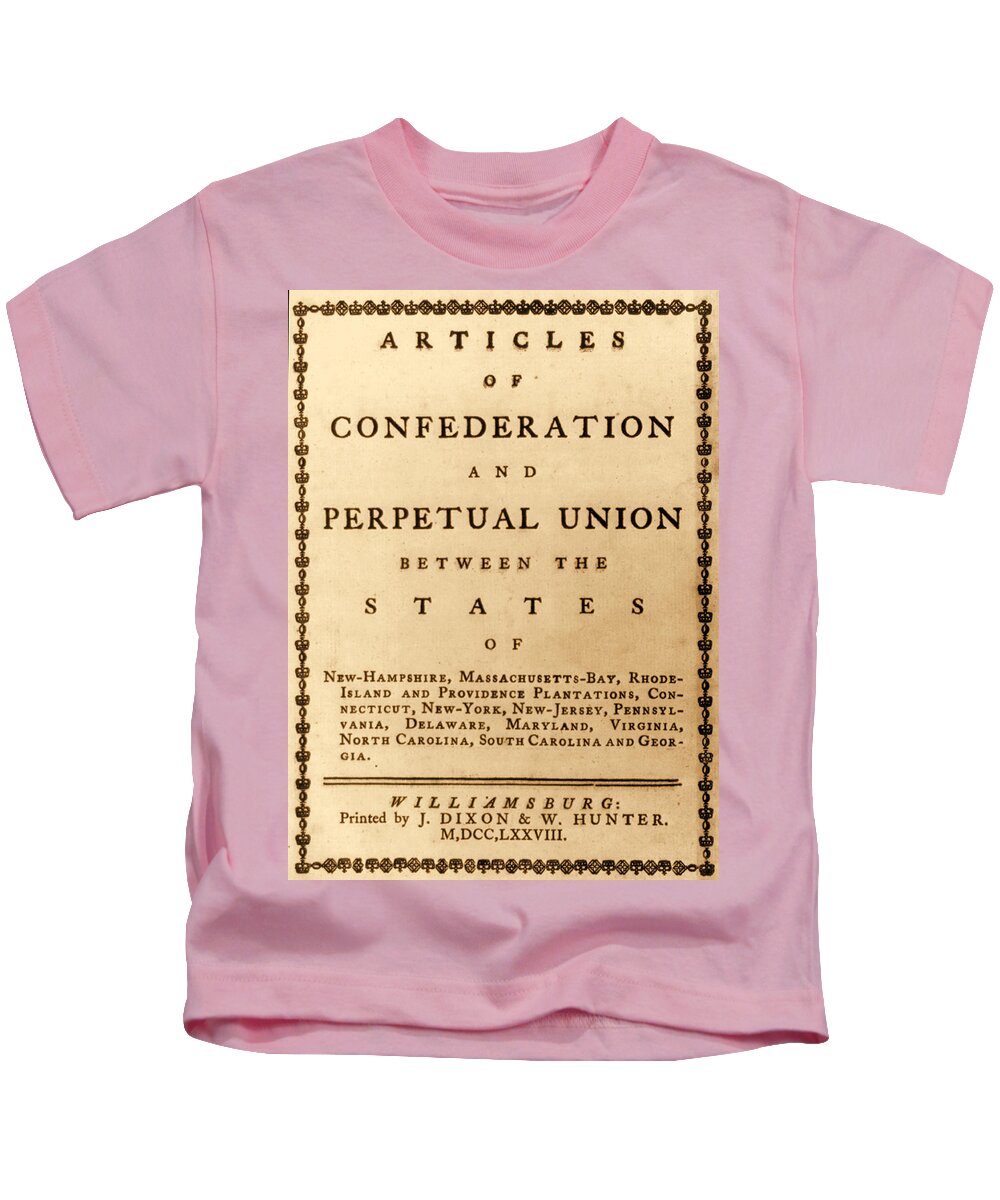 Government Kids T-Shirt featuring the photograph Articles Of Confederation, 1777 by Science Source