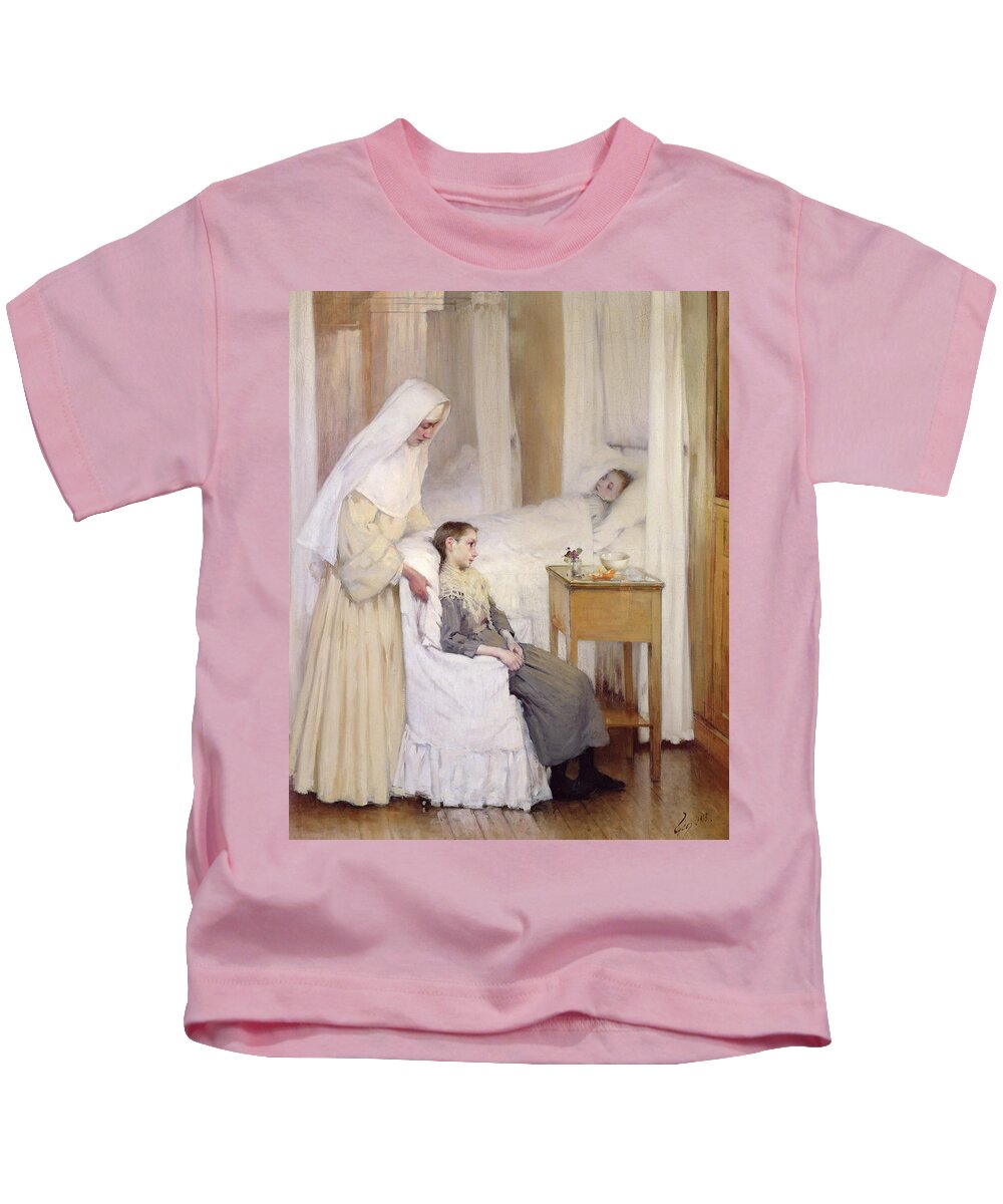 At Notre-Dame du Perpetuel Bon Secours Hospital Kids T-Shirt by Henri Jules Jean Geoffroy Bridgeman