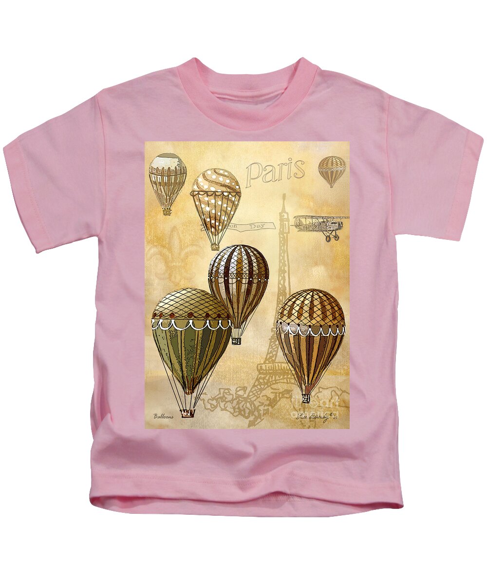 Balloons Kids T-Shirt featuring the mixed media Balloons by Lee Owenby