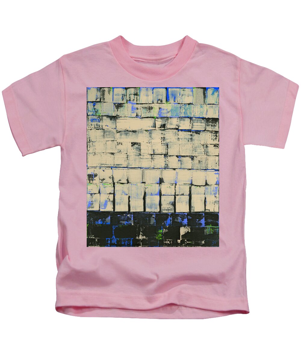 Abstract Kids T-Shirt featuring the painting Beige Squared by Artcetera By   LizMac