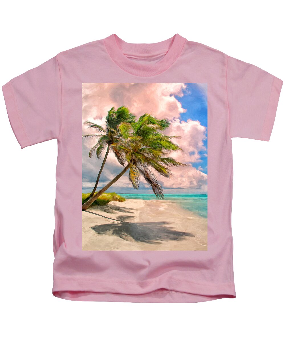 Shady Spot Kids T-Shirt featuring the painting Coco Palms by Dominic Piperata