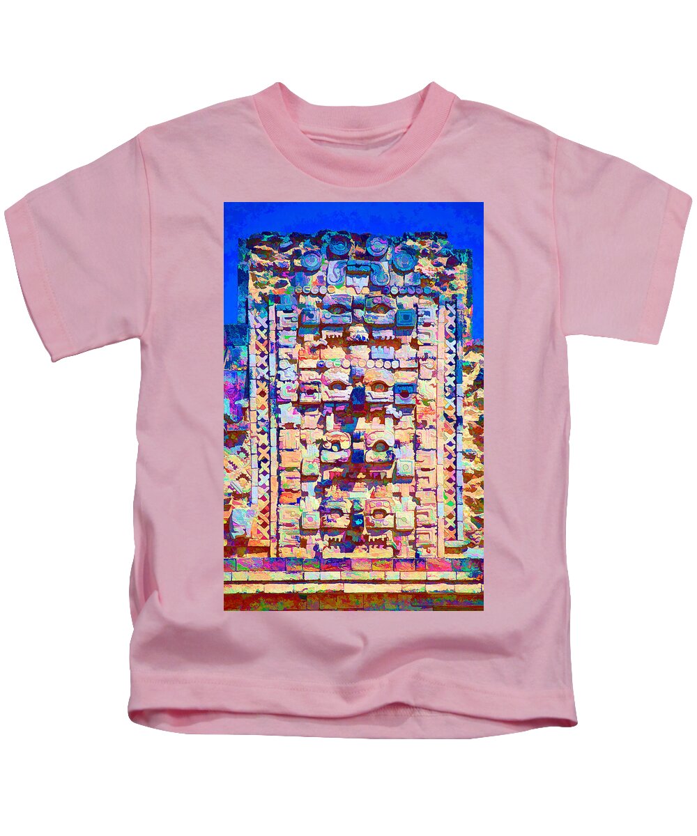 Maya Kids T-Shirt featuring the digital art Colourful Mayan Sculpture by Roy Pedersen