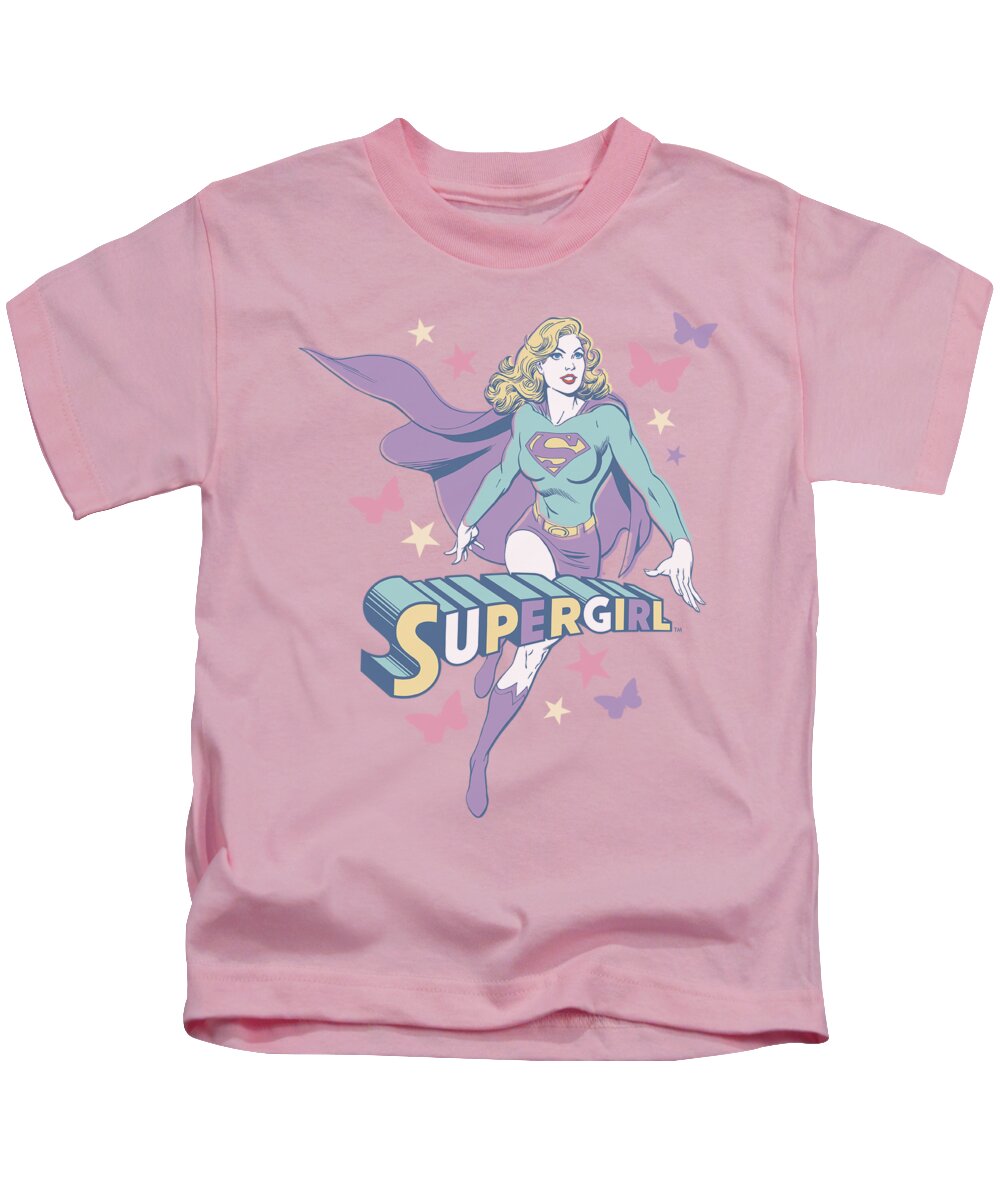 Kids T-Shirt featuring the digital art Dc - Supergirl Pastels by Brand A