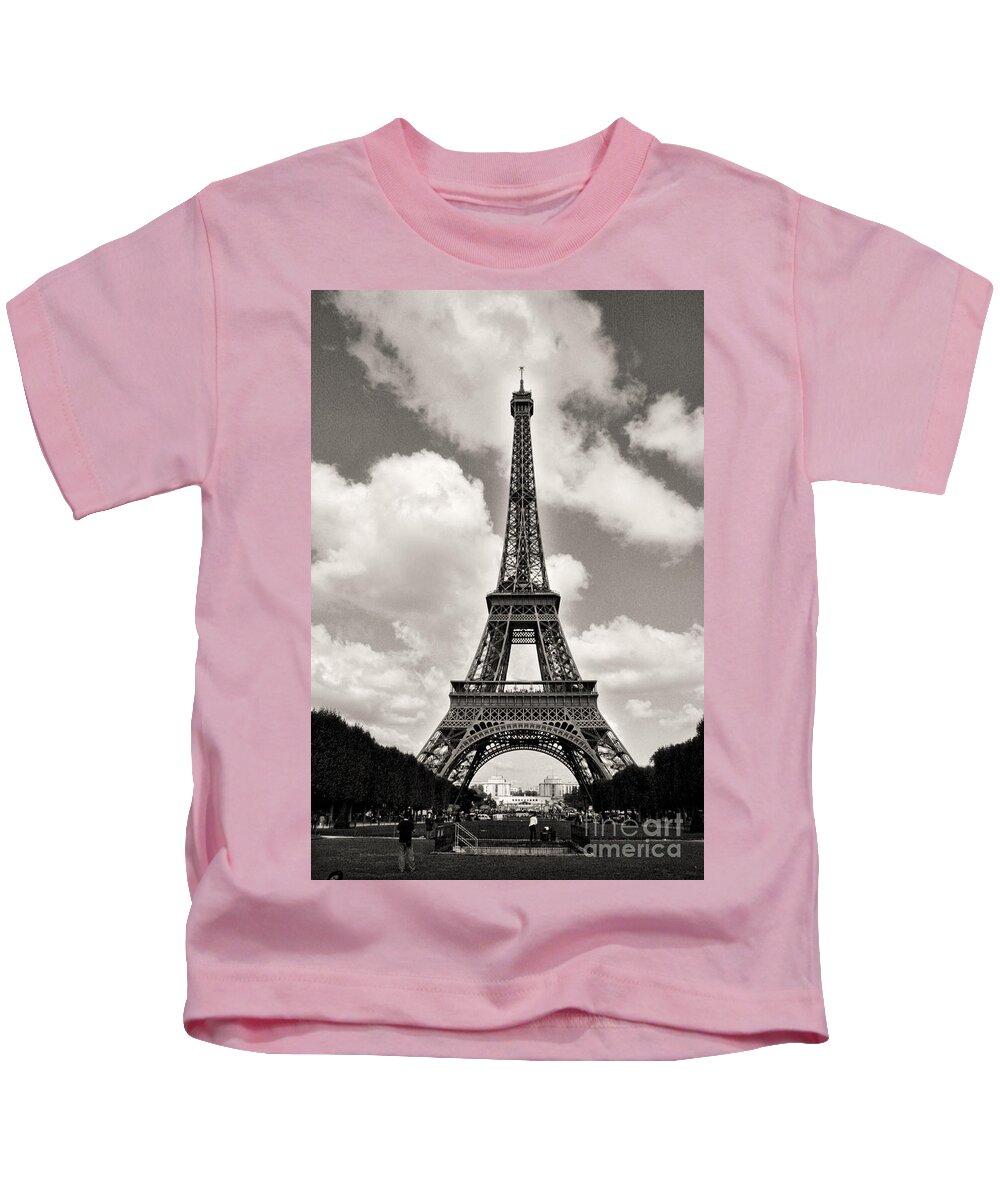 Eiffel Tower Kids T-Shirt featuring the photograph Eiffel in Black and White by Crystal Nederman