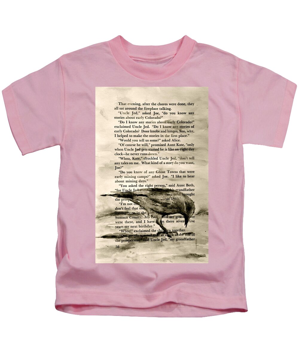 Crow Kids T-Shirt featuring the painting Eight Day Clock by Beverley Harper Tinsley
