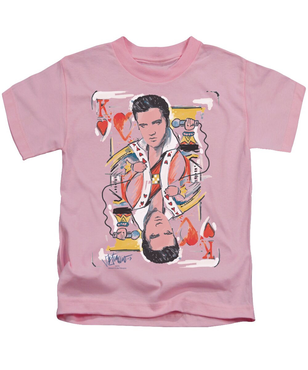 Elvis Kids T-Shirt featuring the digital art Elvis - King Of Hearts by Brand A