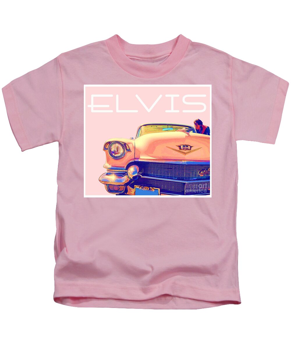 Elvis Kids T-Shirt featuring the photograph Elvis Presley Pink Cadillac by Edward Fielding