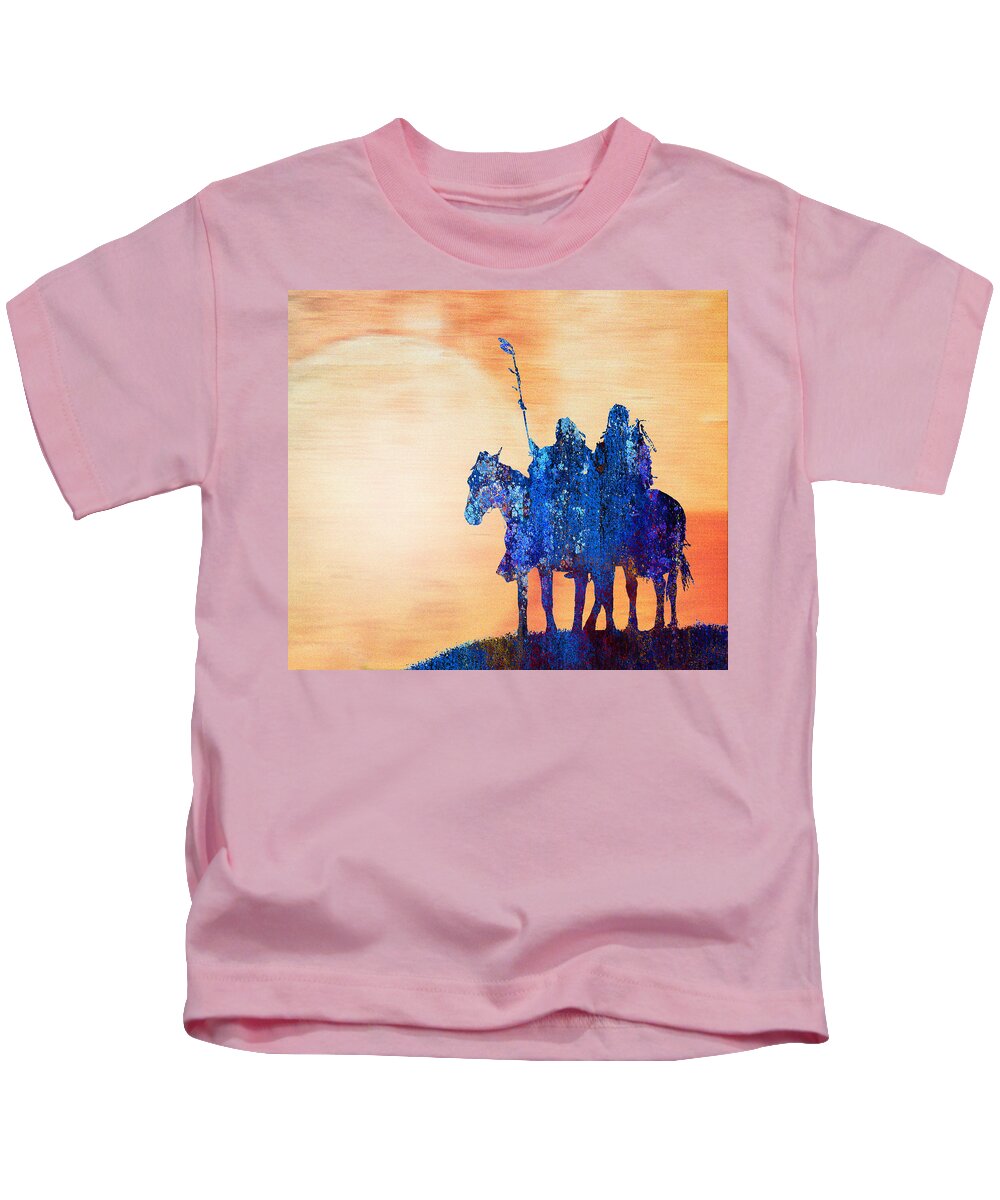 Native Kids T-Shirt featuring the painting End of the Day by Rick Mosher