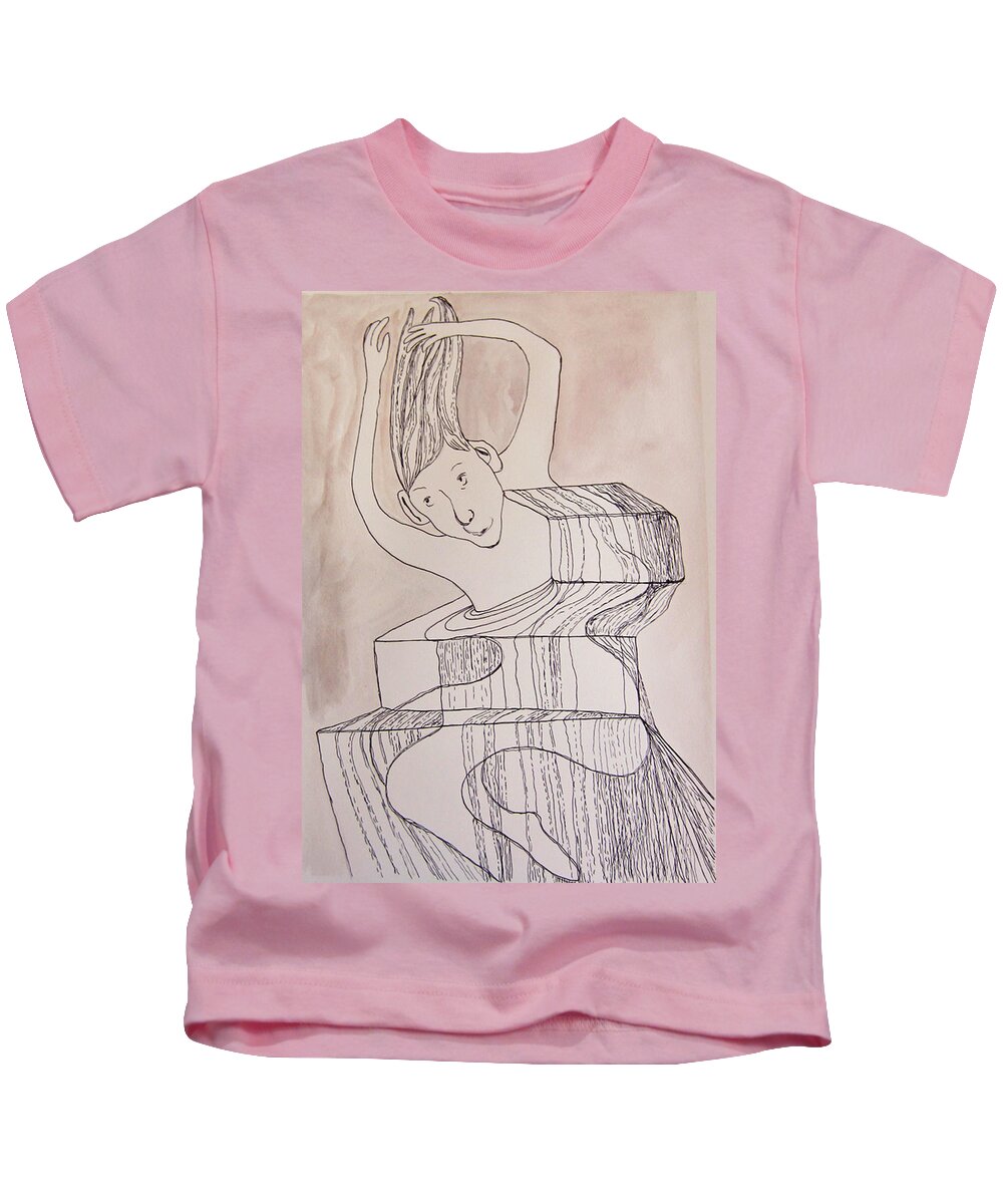 Woman Kids T-Shirt featuring the painting Falling into form by Suzy Norris