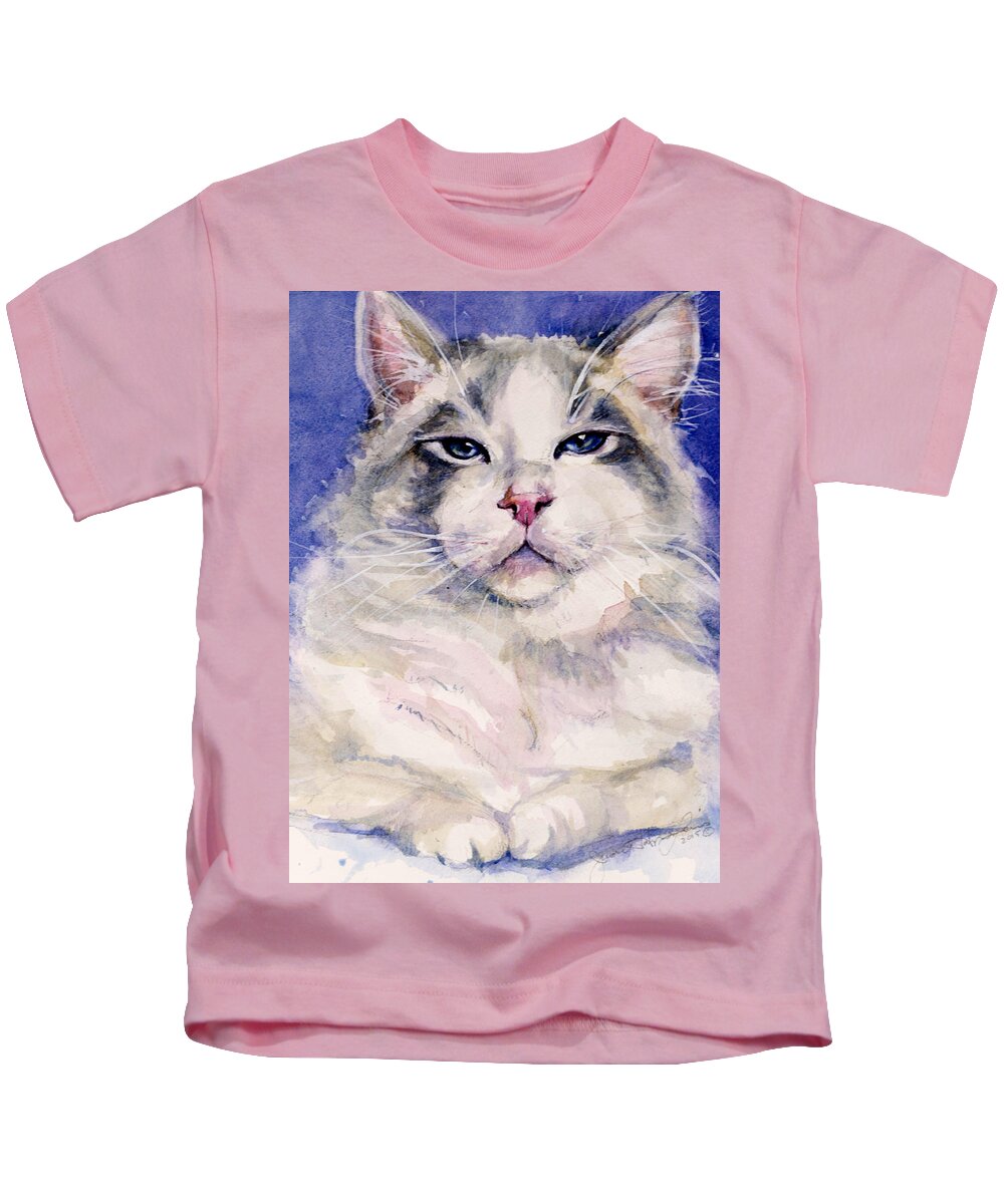 Cat Kids T-Shirt featuring the painting Holding Court by Judith Levins