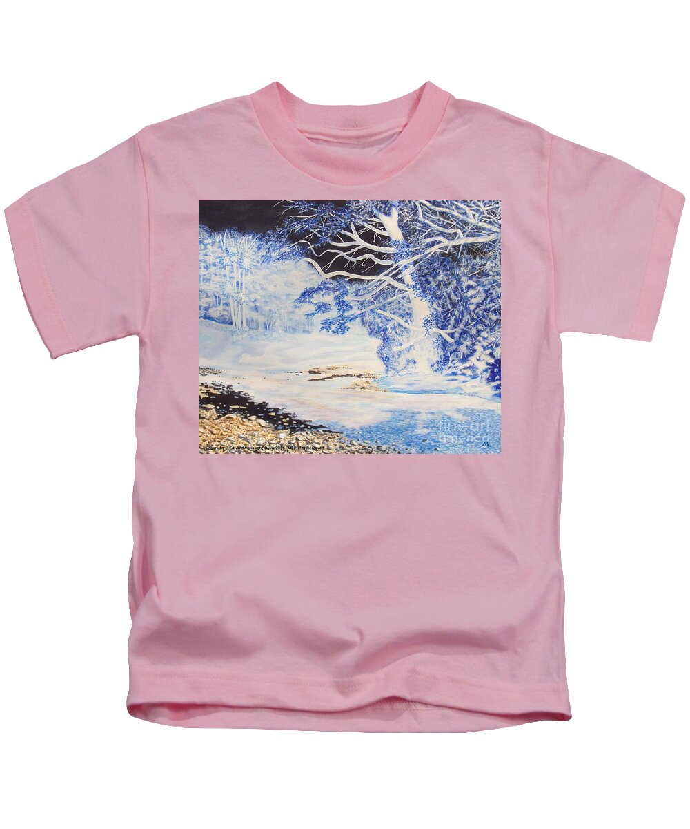 Inverted Lights Trawscoed Aberystwyth Kids T-Shirt featuring the painting Inverted Lights at Trawscoed Aberystwyth Welsh Landscape Abstract Art by Edward McNaught-Davis