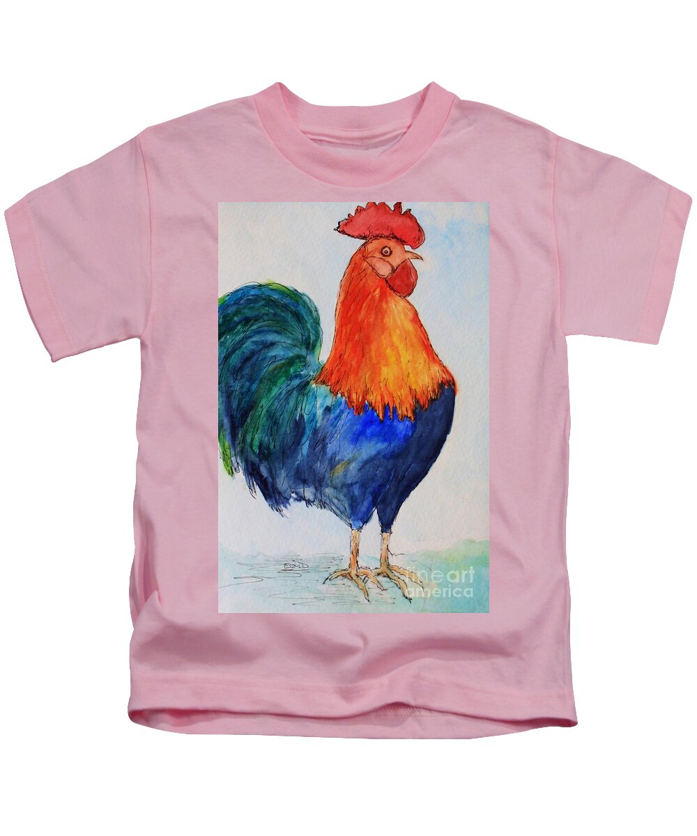 Rooster Kids T-Shirt featuring the painting Key West Rooster by Melinda Etzold