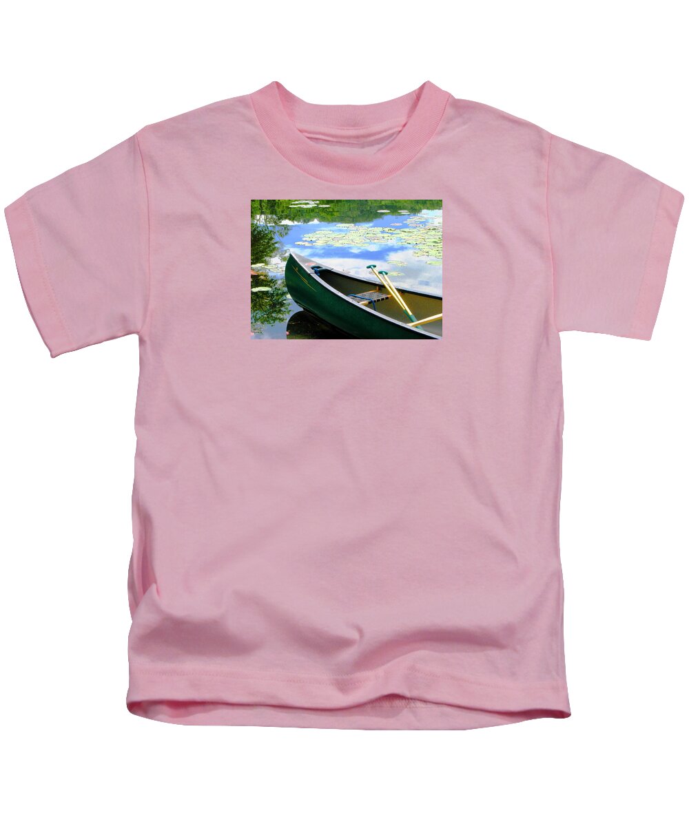 Canoes Kids T-Shirt featuring the photograph Let's Go Out In The Old Town by Angela Davies