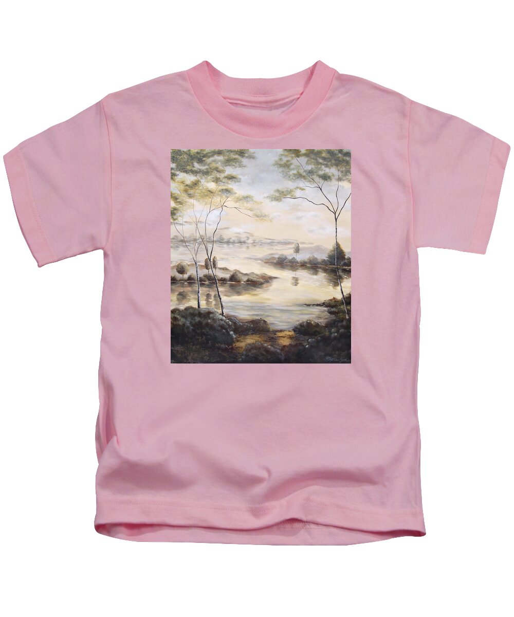 Mountain Kids T-Shirt featuring the painting Mountain Lake II by Katrina Nixon