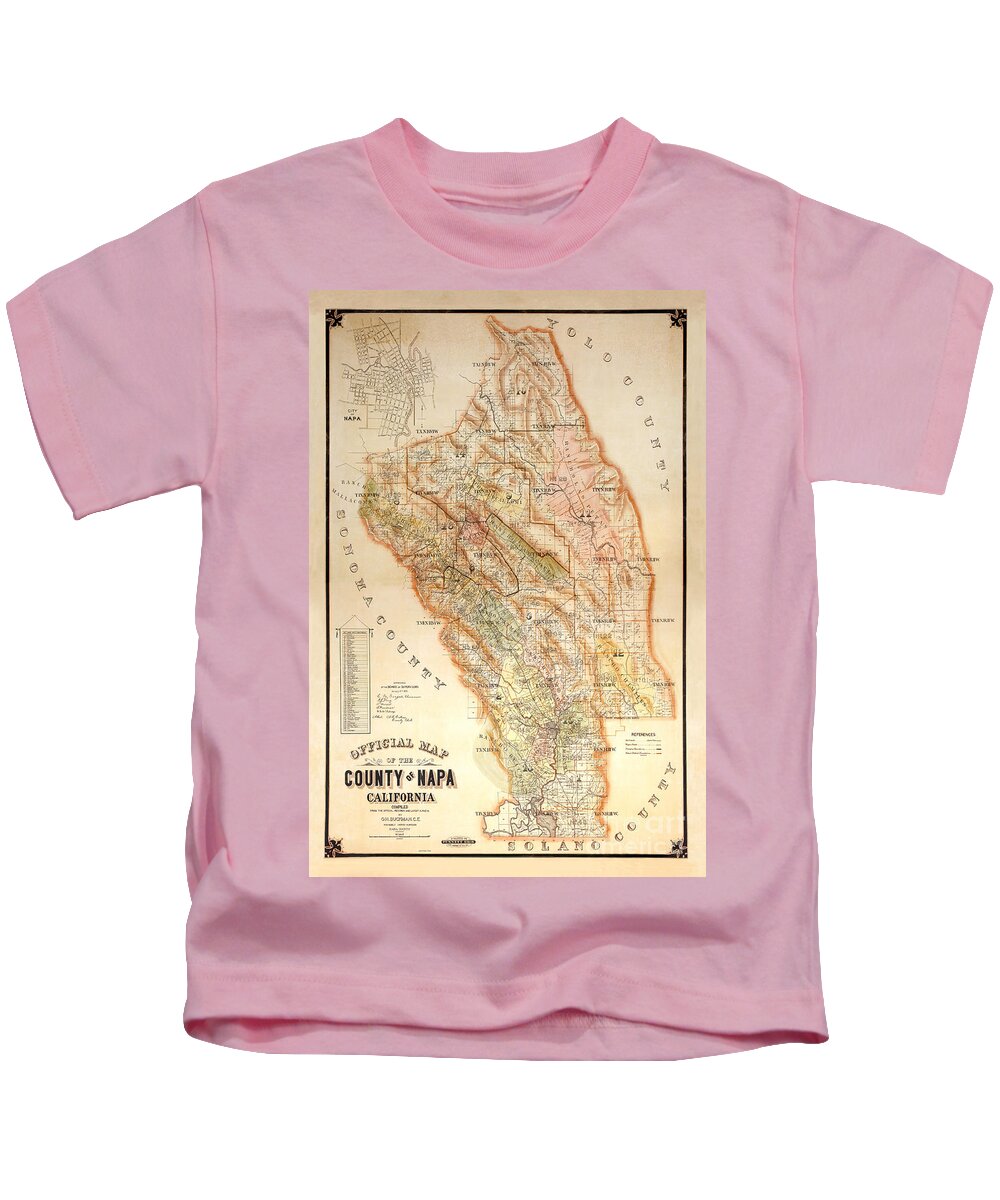 Napa Valley Map Kids T-Shirt featuring the photograph Napa Valley Map 1895 by Jon Neidert