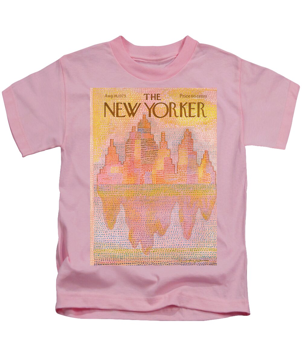 Heat Kids T-Shirt featuring the painting New Yorker August 18th, 1975 by Eugene Mihaesco