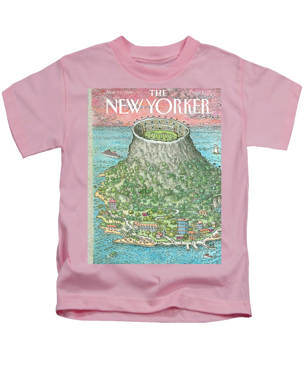Leisure Kids T-Shirt featuring the painting New Yorker November 19th, 1990 by John O'Brien