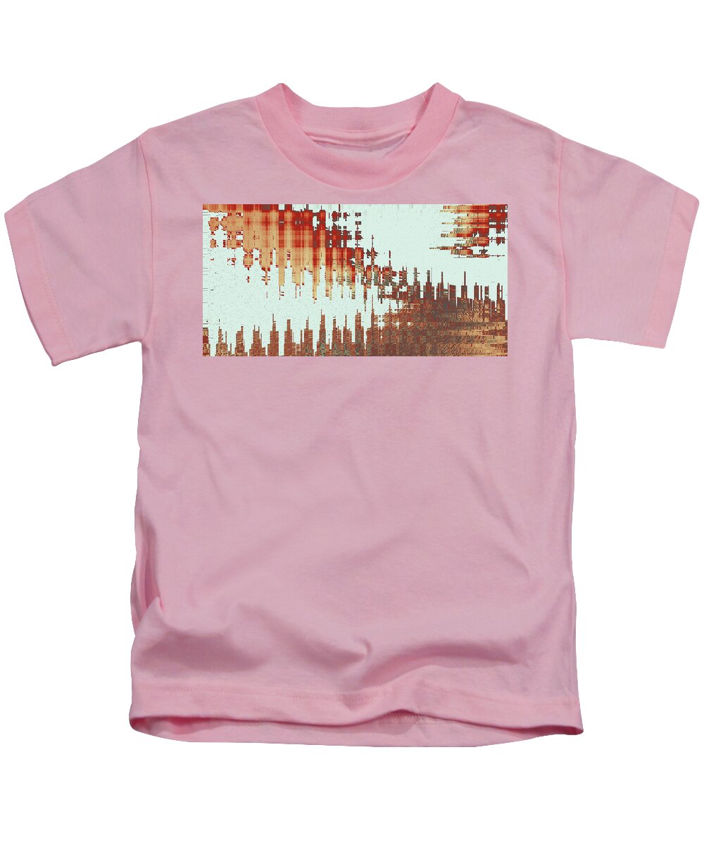 Abstract Cityscape Kids T-Shirt featuring the digital art Panoramic City Reflection by Ben and Raisa Gertsberg